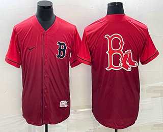 Men%27s Boston Red Sox Big Logo Nike Red Fade Stitched Jersey